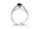 White gold Fancy Black Round Cut Brilliant Diamond Pavé Band with Six-Prong Setting_15