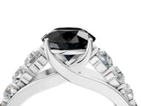 White gold Fancy Black Round Cut Brilliant Diamond Pavé Band with Six-Prong Setting_16