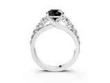 White gold Fancy Black Round Cut Brilliant Diamond Pavé Band with Six-Prong Setting_3