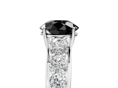 White gold Fancy Black Round Cut Brilliant Diamond Pavé Band with Six-Prong Setting_5