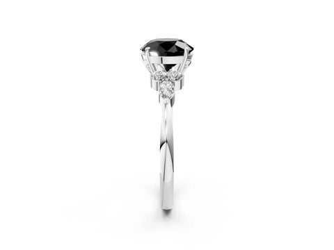 White gold Fancy Black Round Cut Brilliant Diamond Solitaire Ring with Pear Side Stones and Four-Prong Setting_20