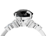 White gold Fancy Black Round Cut Brilliant Diamond Solitaire Ring with Pear Side Stones and Four-Prong Setting_22