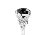 White gold Fancy Black Round Cut Brilliant Diamond Solitaire Ring with Pear Side Stones and Four-Prong Setting_23