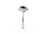 White gold Fancy Black Round Cut Brilliant Diamond with Cluster Setting on a Beaded Band and Four-Prong Setting_14
