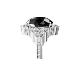 White gold Fancy Black Round Cut Brilliant Diamond with Cluster Setting on a Beaded Band and Four-Prong Setting_17