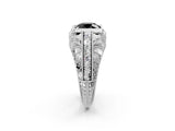 White gold Fancy Black Round Cut Brilliant Milgrain Filigree Diamond Ring with Square Prong Setting_2