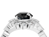 White gold Fancy Black Round Cut Brilliant Milgrain Pave Heart Band Solitaire Ring_16