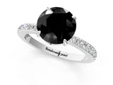 White gold Fancy Black Round Cut Brilliant Pavé Band Solitaire with Four-Prong Setting_1