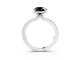 White gold Fancy Black Round Cut Brilliant Pavé Band Solitaire with Four-Prong Setting_3