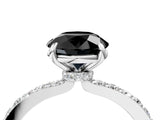 White gold Fancy Black Round Cut Brilliant Pavé Band Solitaire with Four-Prong Setting_4