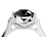 White gold Fancy Black Round Cut Brilliant Solitaire Diamond Ring with Channel Set Band and Bar Prong Setting_4