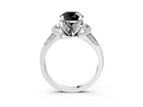 White gold Fancy Black Round Cut Brilliant Three-Stone Diamond Ring with Pavé Band and Four-Prong Setting_30