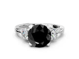 White gold Fancy Black Round Cut Brilliant Three-Stone Diamond Ring with Pavé Band and Four-Prong Setting_50
