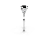 White gold Fancy Black Round Cut Brilliant Three-Stone Diamond Ring with Pavé Band and Four-Prong Setting_53