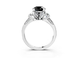 White gold Fancy Black Round Cut Brilliant Three-Stone Diamond Ring with Pavé Band and Four-Prong Setting_53