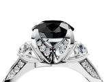 White gold Fancy Black Round Cut Brilliant Three-Stone Diamond Ring with Pavé Band and Four-Prong Setting_55