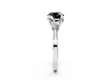 White gold Fancy Black Round Cut Brilliant Three-Stone Diamond Ring with Pavé Band and Four-Prong Setting_65