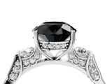 White gold Fancy Black Round Cut Brilliant Three-Stone Pave Band with Four-Prong Setting_4