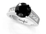 White gold Fancy Black Round Cut Cut Channel Set Solitaire Ring with Four-Prong Setting_13
