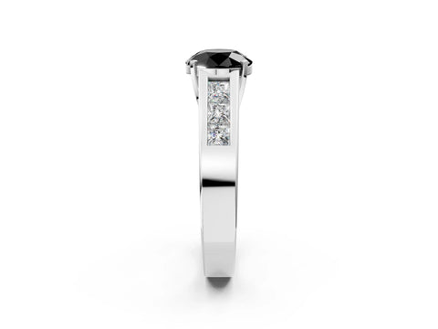 White gold Fancy Black Round Cut Cut Channel Set Solitaire Ring with Four-Prong Setting_14