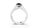 White gold Fancy Black Round Cut Cut Channel Set Solitaire Ring with Four-Prong Setting_15