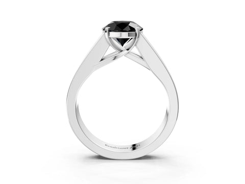 White gold Fancy Black Round Cut Cut Channel Set Solitaire Ring with Four-Prong Setting_15