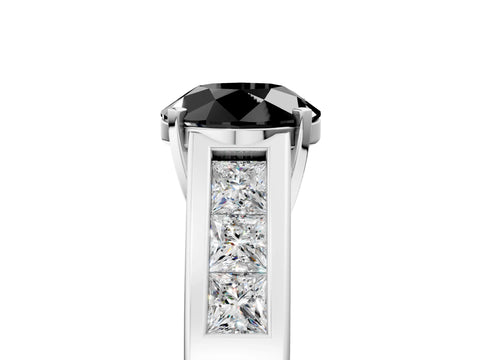 White gold Fancy Black Round Cut Cut Channel Set Solitaire Ring with Four-Prong Setting_17