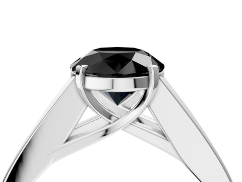 White gold Fancy Black Round Cut Cut Channel Set Solitaire Ring with Four-Prong Setting_4