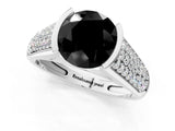 White gold Fancy Black Round Cut Cut Diamond Channel Set Pave Band with Tension Prong Setting_1