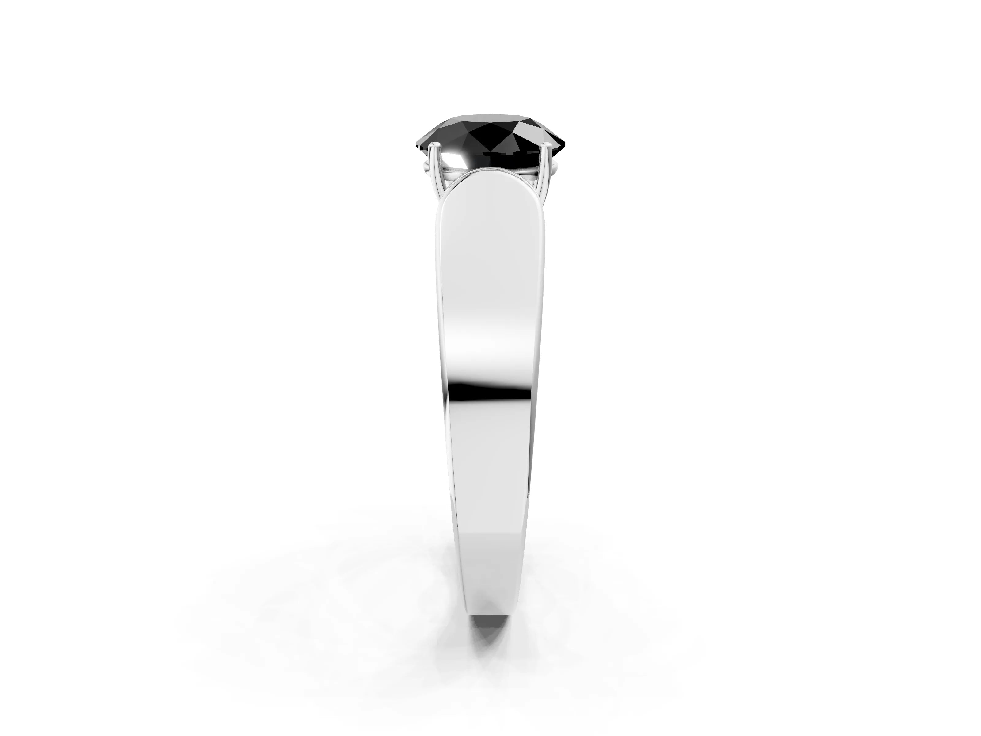 White gold Fancy Black Round Cut Cut Diamond Channel Set Solitaire Ring with Four-Prong Setting_2