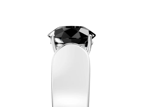White gold Fancy Black Round Cut Cut Diamond Channel Set Solitaire Ring with Four-Prong Setting_5