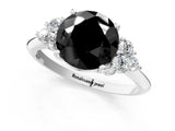 White gold Fancy Black Round Cut Cut Diamond Cluster Ring with Solitaire Band and Four-Prong Setting_13