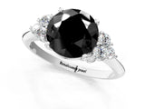 White gold Fancy Black Round Cut Cut Diamond Cluster Ring with Solitaire Band and Four-Prong Setting_13