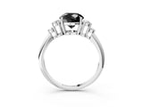White gold Fancy Black Round Cut Cut Diamond Cluster Ring with Solitaire Band and Four-Prong Setting_15