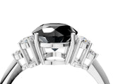 White gold Fancy Black Round Cut Cut Diamond Cluster Ring with Solitaire Band and Four-Prong Setting_28