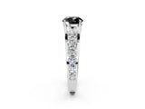 White gold Fancy Black Round Cut Cut Diamond Engagement Ring with Pavé Band and Four-Prong Setting_2