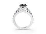 White gold Fancy Black Round Cut Cut Diamond Engagement Ring with Pavé Band and Four-Prong Setting_3