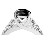White gold Fancy Black Round Cut Cut Diamond Engagement Ring with Pavé Band and Four-Prong Setting_4