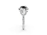 White gold Fancy Black Round Cut Cut Diamond Halo Engagement Ring with Open Split Pavé Band_2