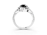 White gold Fancy Black Round Cut Cut Diamond Halo Engagement Ring with Open Split Pavé Band_3