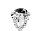 White gold Fancy Black Round Cut Cut Diamond Halo Engagement Ring with Open Split Pavé Band_5