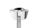 White gold Fancy Black Round Cut-Cut Diamond Halo Engagement Ring with Pave Band and Prong Setting_5