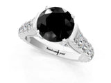 White gold Fancy Black Round Cut Cut Diamond Pavé Band Solitaire with Four-Prong Setting_1