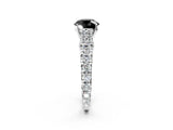 White gold Fancy Black Round Cut Cut Diamond Pavé Band Solitaire with Four-Prong Setting_2