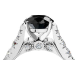 White gold Fancy Black Round Cut Cut Diamond Pavé Band Solitaire with Four-Prong Setting_4