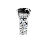White gold Fancy Black Round Cut Cut Diamond Pavé Band Solitaire with Four-Prong Setting_5