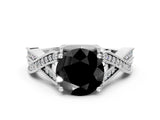 White gold Fancy Black Round Cut Cut Diamond Twisted Band with Milgrain Pave Setting and Four-Prong Setting_12