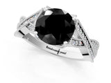 White gold Fancy Black Round Cut Cut Diamond Twisted Band with Milgrain Pave Setting and Four-Prong Setting_13