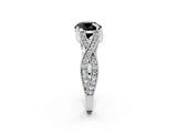 White gold Fancy Black Round Cut Cut Diamond Twisted Band with Milgrain Pave Setting and Four-Prong Setting_14