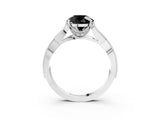 White gold Fancy Black Round Cut Cut Diamond Twisted Band with Milgrain Pave Setting and Four-Prong Setting_15